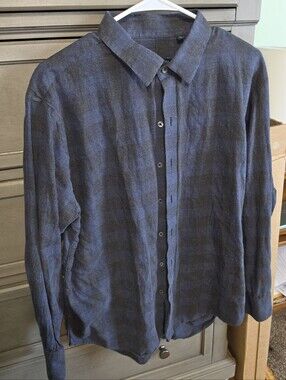 Zachary Prell Navy and Gray Plaid Button-Down Shirt